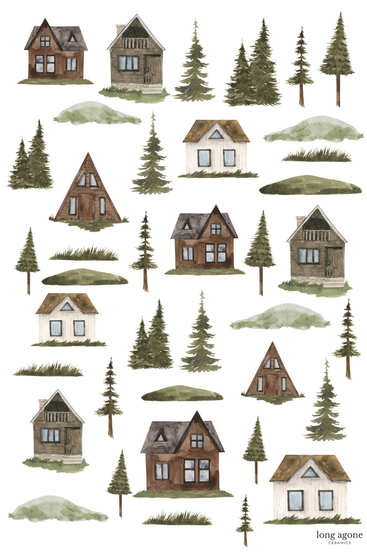 Cabin in Woods- A4 Size Pottery Ceramic Decal Transfer Sheet