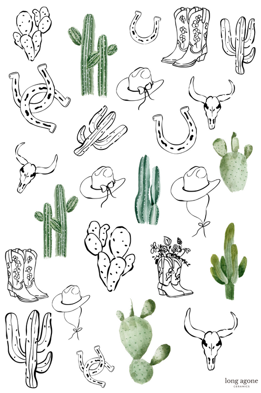 Desert Charm- A4 Size Pottery Ceramic Decal Transfer Sheet