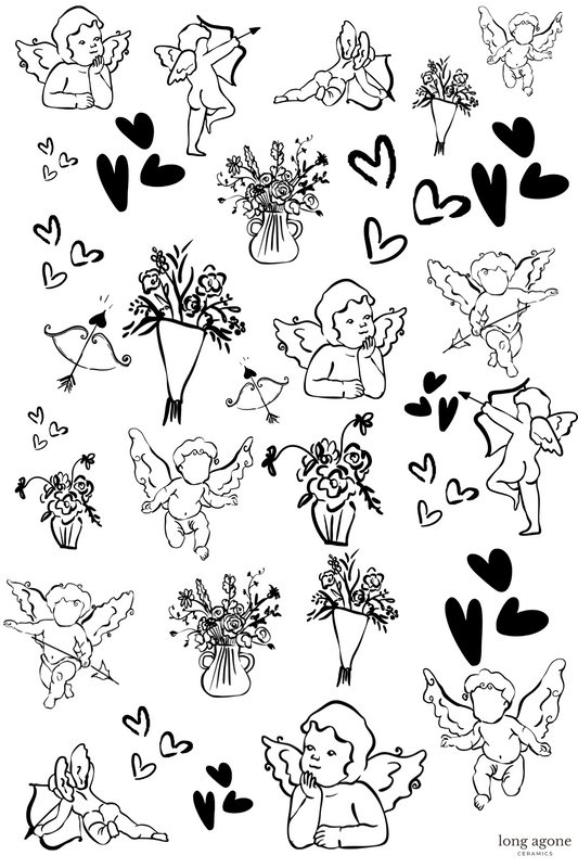 Cupid Valentine- A4 Size Pottery Ceramic Decal Transfer Sheet