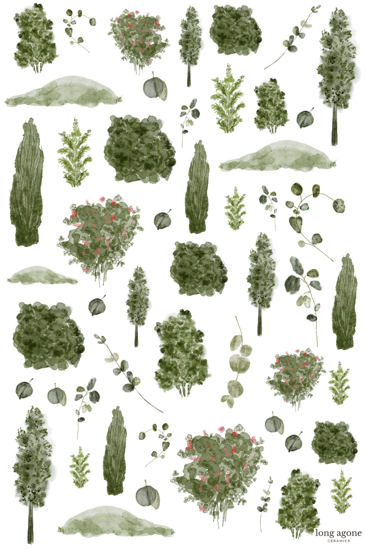 Backyard Plants- A4 Size Pottery Ceramic Decal Transfer Sheet