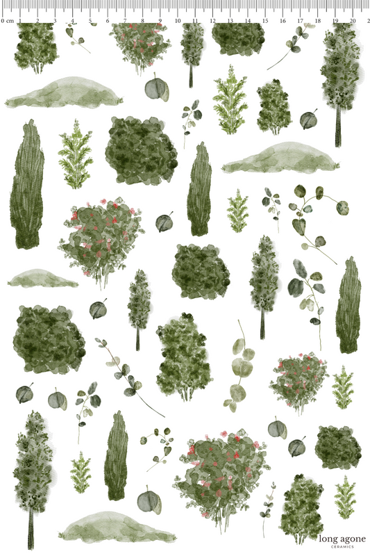 Backyard Plants- A4 Size Pottery Ceramic Decal Transfer Sheet