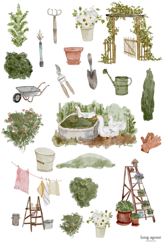 Watercolour Garden- A4 Size Pottery Ceramic Decal Transfer Sheet