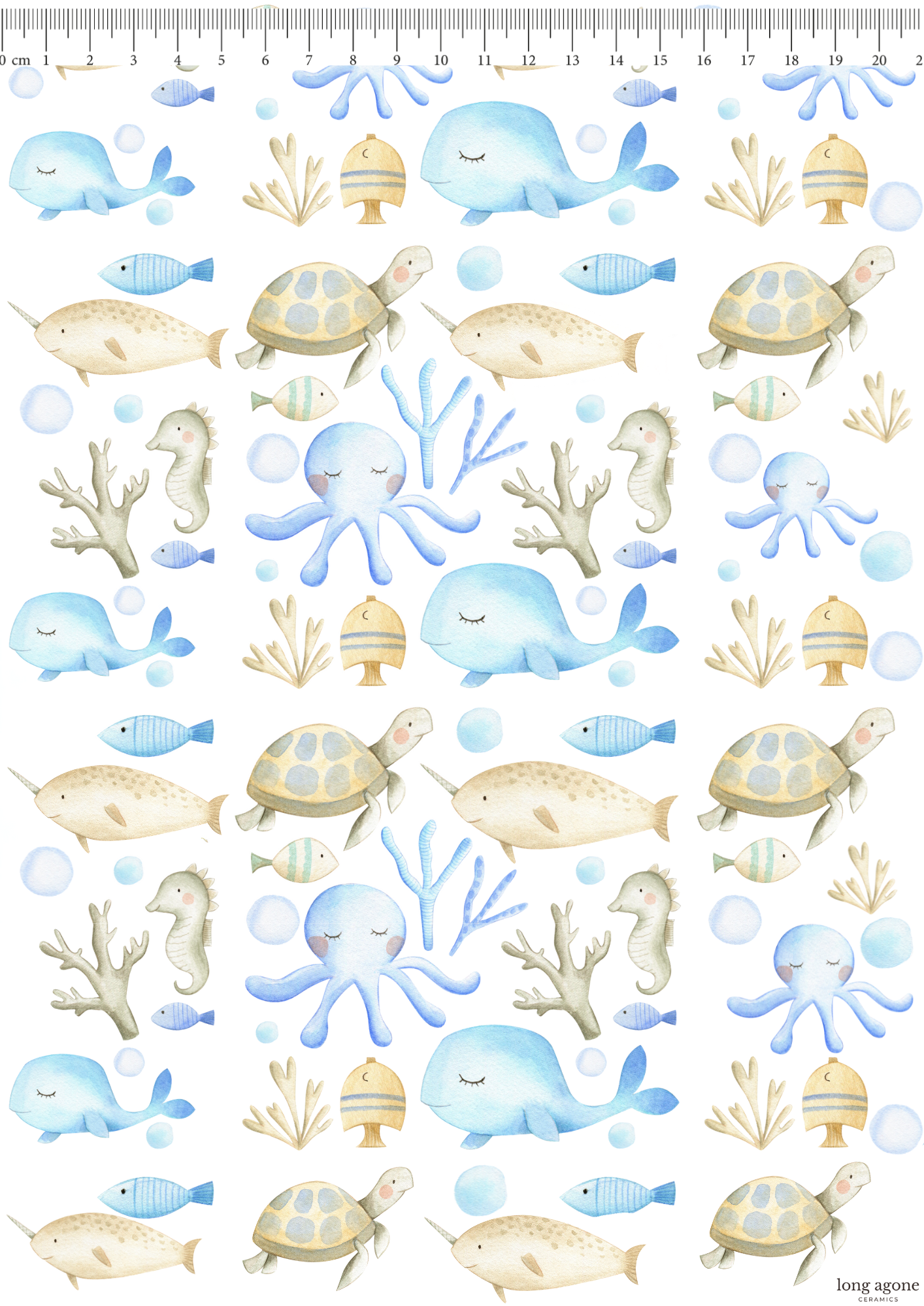 Whimsical Sea Life- A4 Size Pottery Ceramic Decal Transfer Sheet