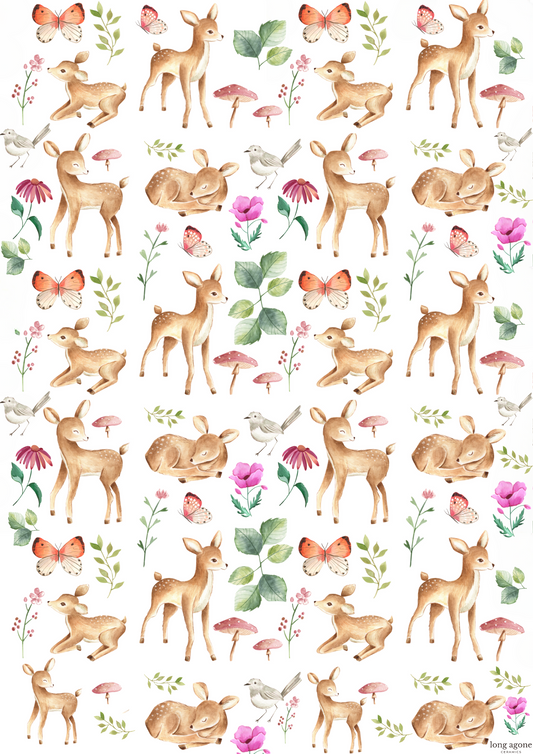 Forest Deer-A4 Size Pottery Ceramic Decal Transfer Sheet