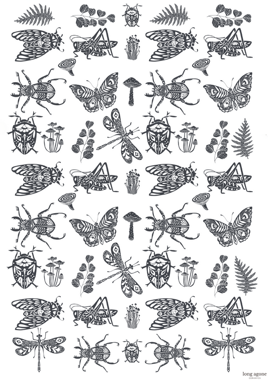 Folk Insect- A4 Size Pottery Ceramic Decal Transfer Sheet