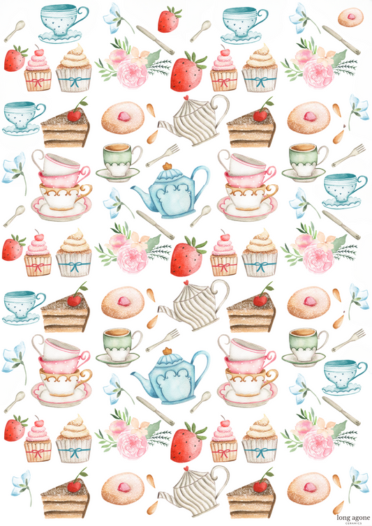 High Tea- A4 Size Pottery Ceramic Decal Transfer Sheet