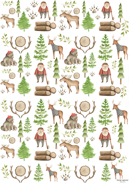 Woodland Lumberjack- A4 Size Pottery Ceramic Decal Transfer Sheet