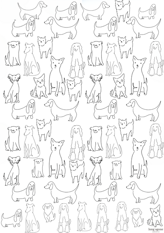 Black and White Dog Collage #2 - A4 Size Pottery Ceramic Decal Transfer Sheet