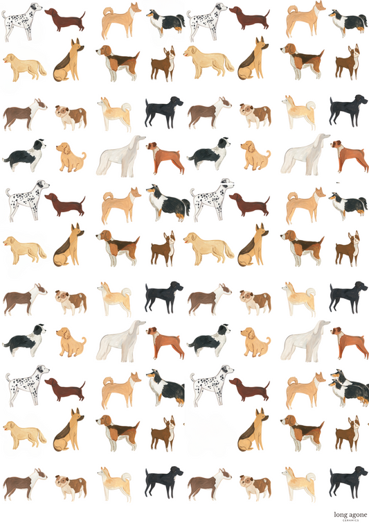 Coloured Dogs- A4 Size Pottery Ceramic Decal Transfer Sheet