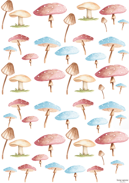 Fungi Fantasy - A4 Size Pottery Ceramic Decal Transfer Sheet