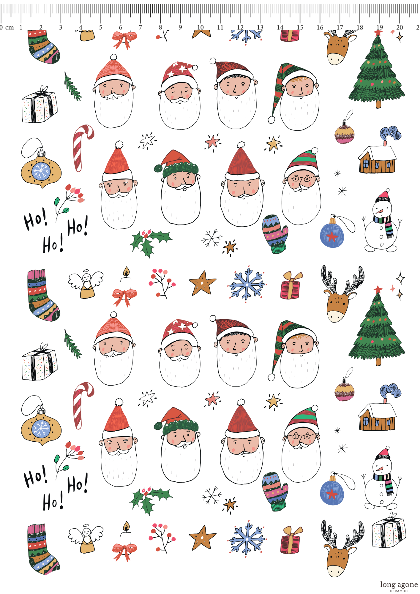 Colourful Christmas - A4 Size Pottery Ceramic Decal Transfer Sheet