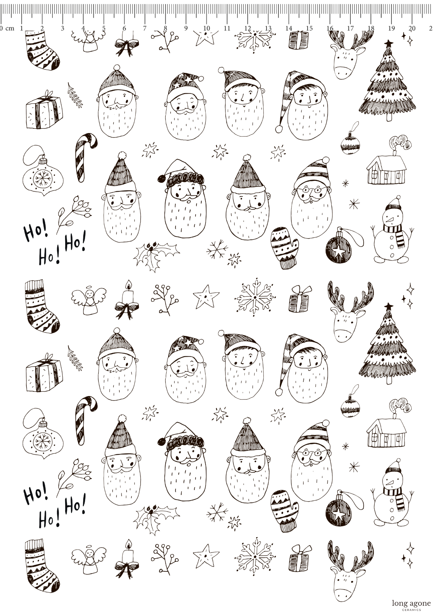 Black & White Christmas - A4 Size Pottery Ceramic Decal Transfer Sheet