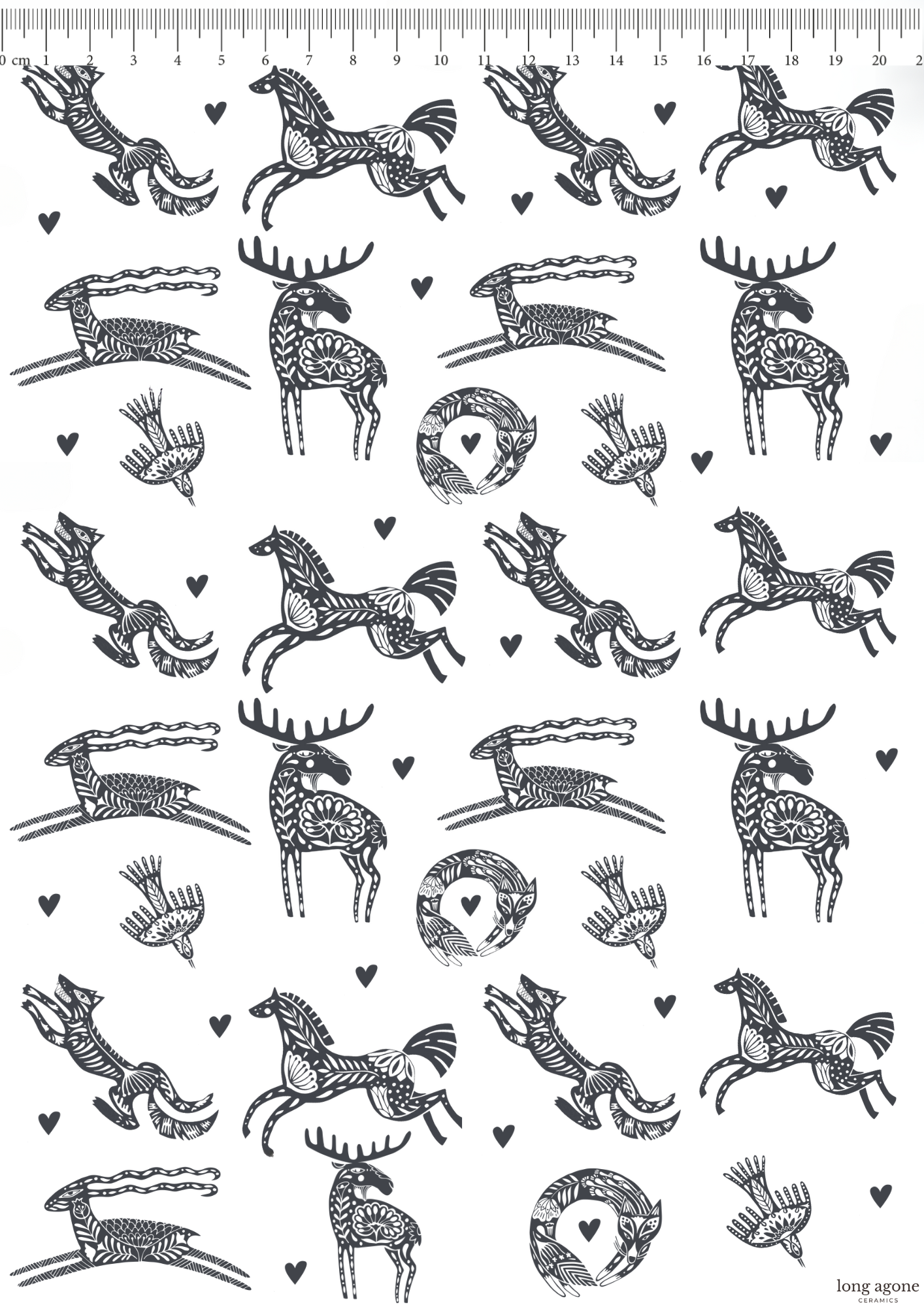 Folk Forest Companions- A4 Size Pottery Ceramic Decal Transfer Sheet  Overglaze Decal Sheet