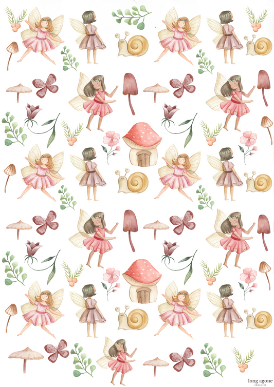 Fairy Garden - A4 Size Pottery Ceramic Decal Transfer Sheet