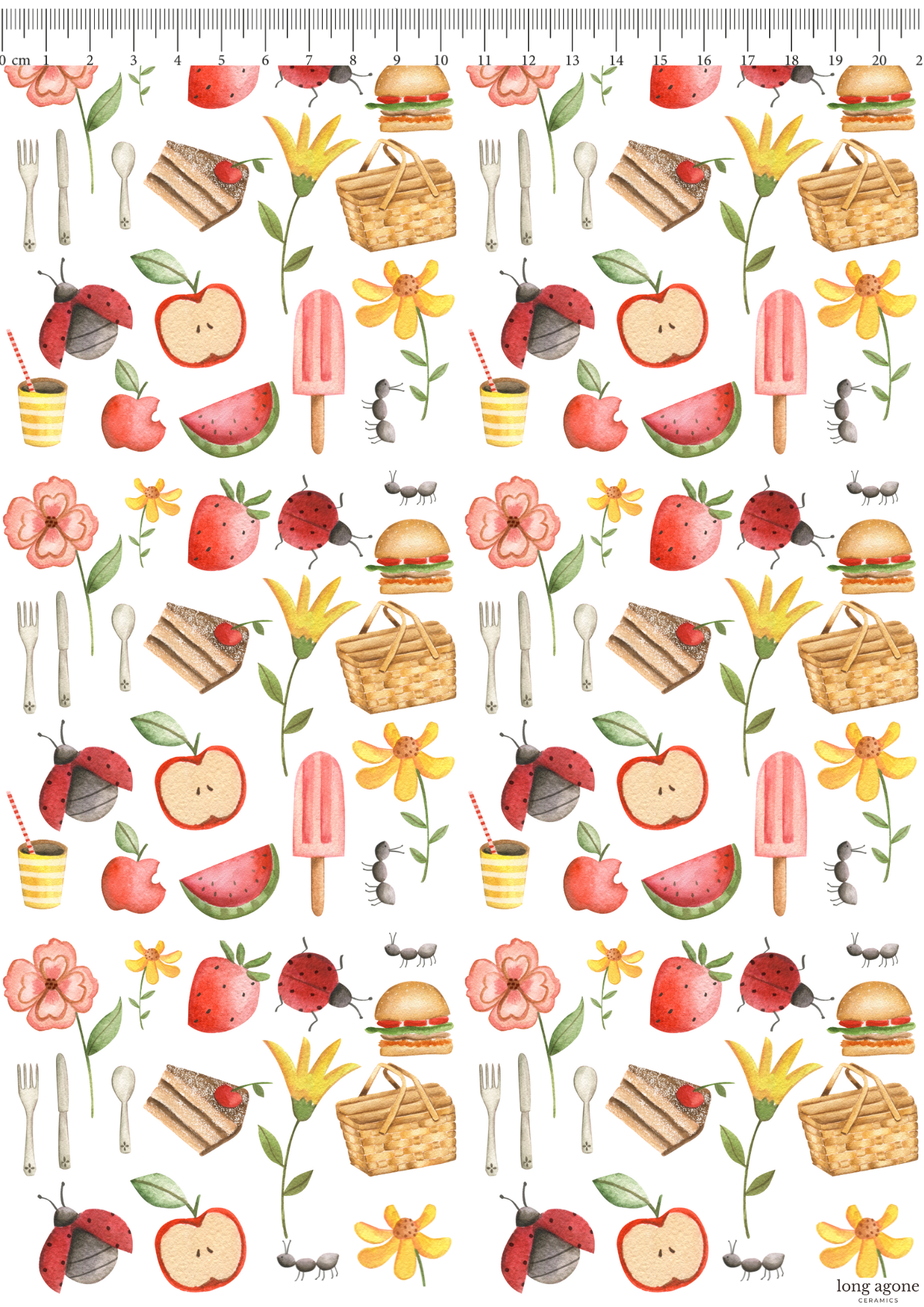 Colourful Picnic- A4 Size Pottery Ceramic Decal Transfer Sheet